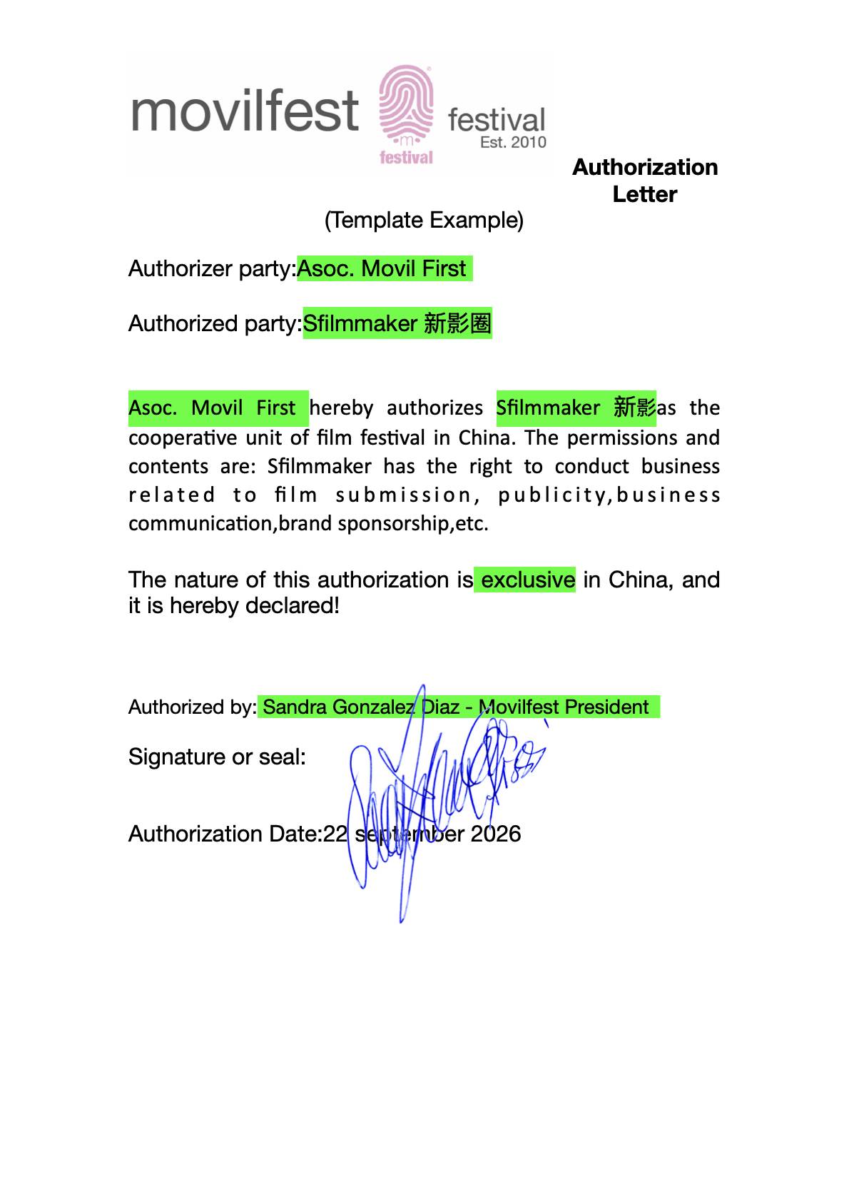 Authorization Letter